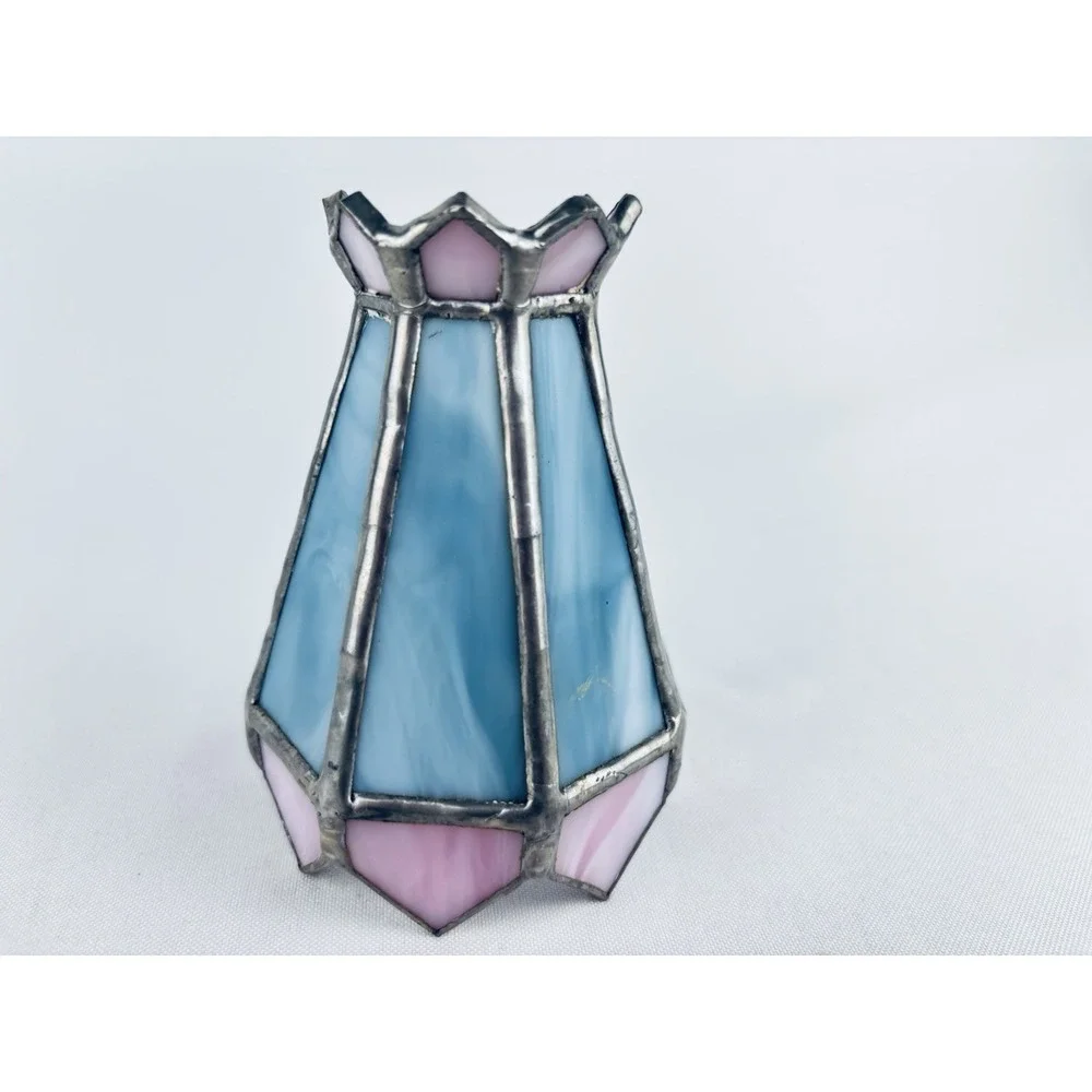 Vintage Stained Glass Pink Blue Night Light Small Fixture‎ Pendant Lamp Shade